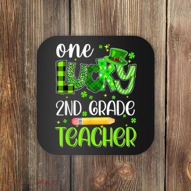 One Lucky 2nd Grade Teacher Pencil Shamrock St Patricks Day Coaster