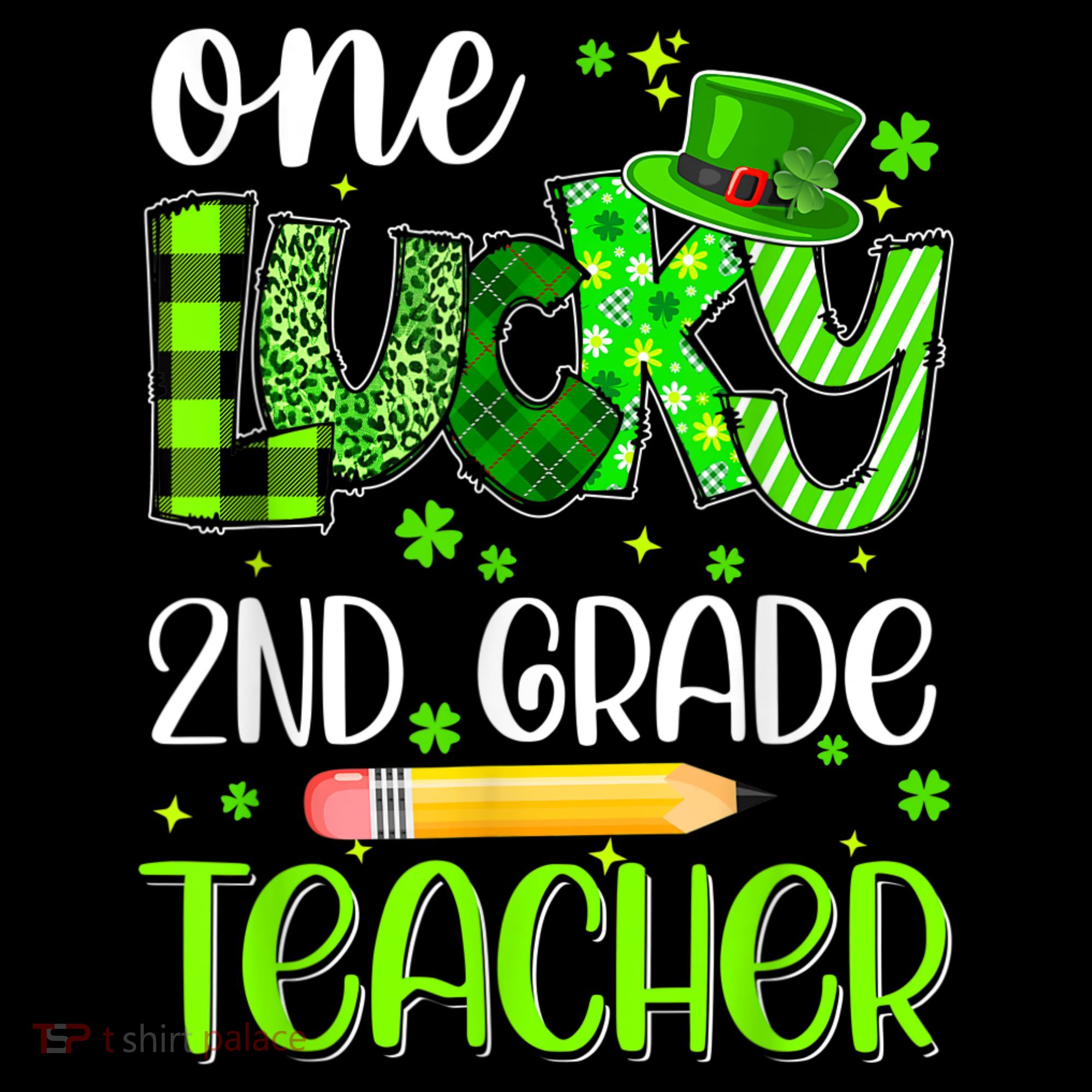 One Lucky 2nd Grade Teacher Pencil Shamrock St Patricks Day Women's Hoodie
