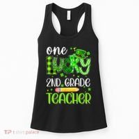 One Lucky 2nd Grade Teacher Pencil Shamrock St Patricks Day Women's Tank Top thumb 0