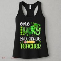 One Lucky 2nd Grade Teacher Pencil Shamrock St Patricks Day Women's Tank Top thumb 3