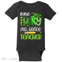 One Lucky 2nd Grade Teacher Pencil Shamrock St Patricks Day Baby Bodysuit thumb 0