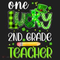 One Lucky 2nd Grade Teacher Pencil Shamrock St Patricks Day Hat thumb 2