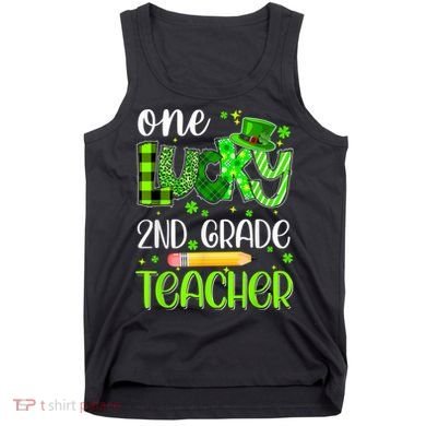 One Lucky 2nd Grade Teacher Pencil Shamrock St Patricks Day Tank Top