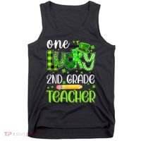 One Lucky 2nd Grade Teacher Pencil Shamrock St Patricks Day Tank Top thumb 0