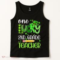 One Lucky 2nd Grade Teacher Pencil Shamrock St Patricks Day Tank Top thumb 2