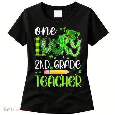 One Lucky 2nd Grade Teacher Pencil Shamrock St Patricks Day Women's T-Shirt