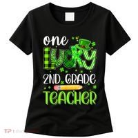 One Lucky 2nd Grade Teacher Pencil Shamrock St Patricks Day Women's T-Shirt thumb 0