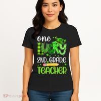 One Lucky 2nd Grade Teacher Pencil Shamrock St Patricks Day Women's T-Shirt thumb 4