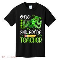 One Lucky 2nd Grade Teacher Pencil Shamrock St Patricks Day Kids T-Shirt thumb 0