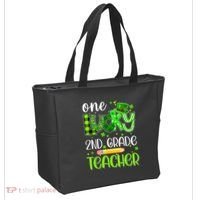 One Lucky 2nd Grade Teacher Pencil Shamrock St Patricks Day Tote Bag thumb 2