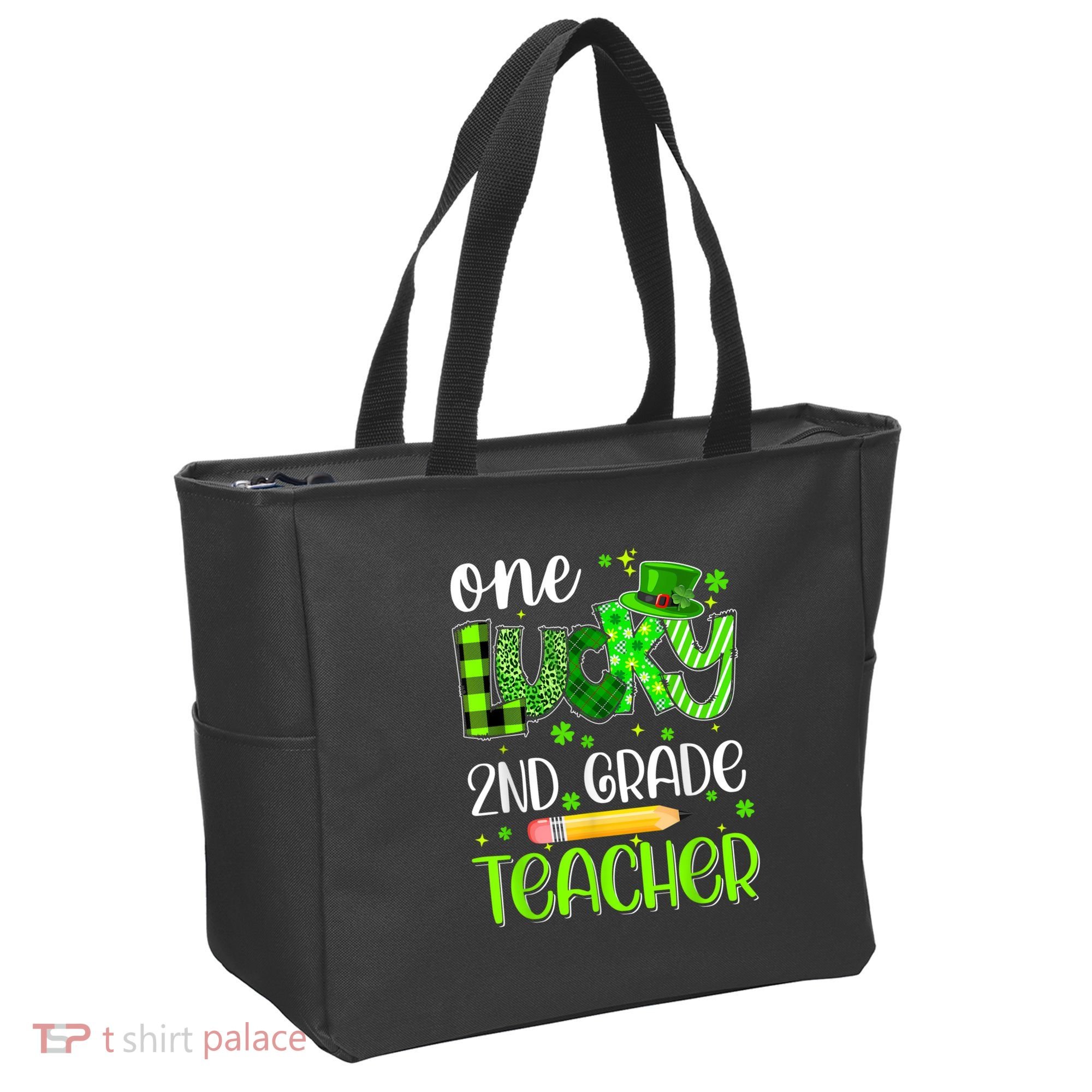 One Lucky 2nd Grade Teacher Pencil Shamrock St Patricks Day Tote Bag