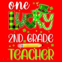 One Lucky 2nd Grade Teacher Pencil Shamrock St Patricks Day Santa Hat thumb 1