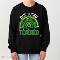 One Lucky 2nd Grade Teacher St Patricks Day Teacher Rainbow Women's Sweatshirt thumb 0