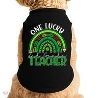 One Lucky 2nd Grade Teacher St Patricks Day Teacher Rainbow Doggie Tank thumb 0