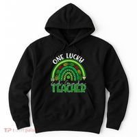 One Lucky 2nd Grade Teacher St Patricks Day Teacher Rainbow Hoodie thumb 0