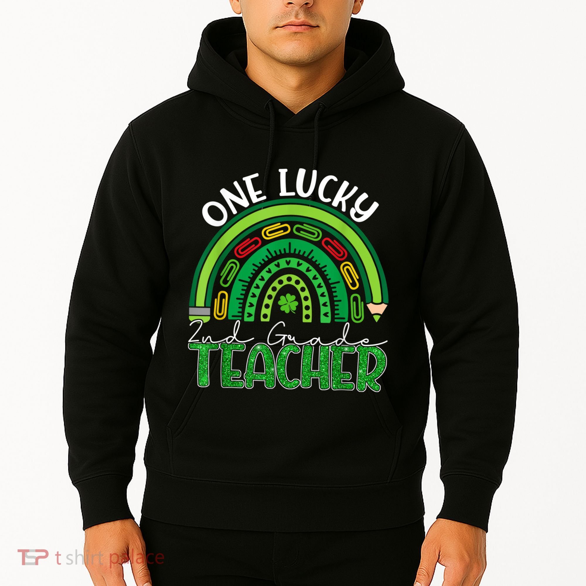 One Lucky 2nd Grade Teacher St Patricks Day Teacher Rainbow Hoodie