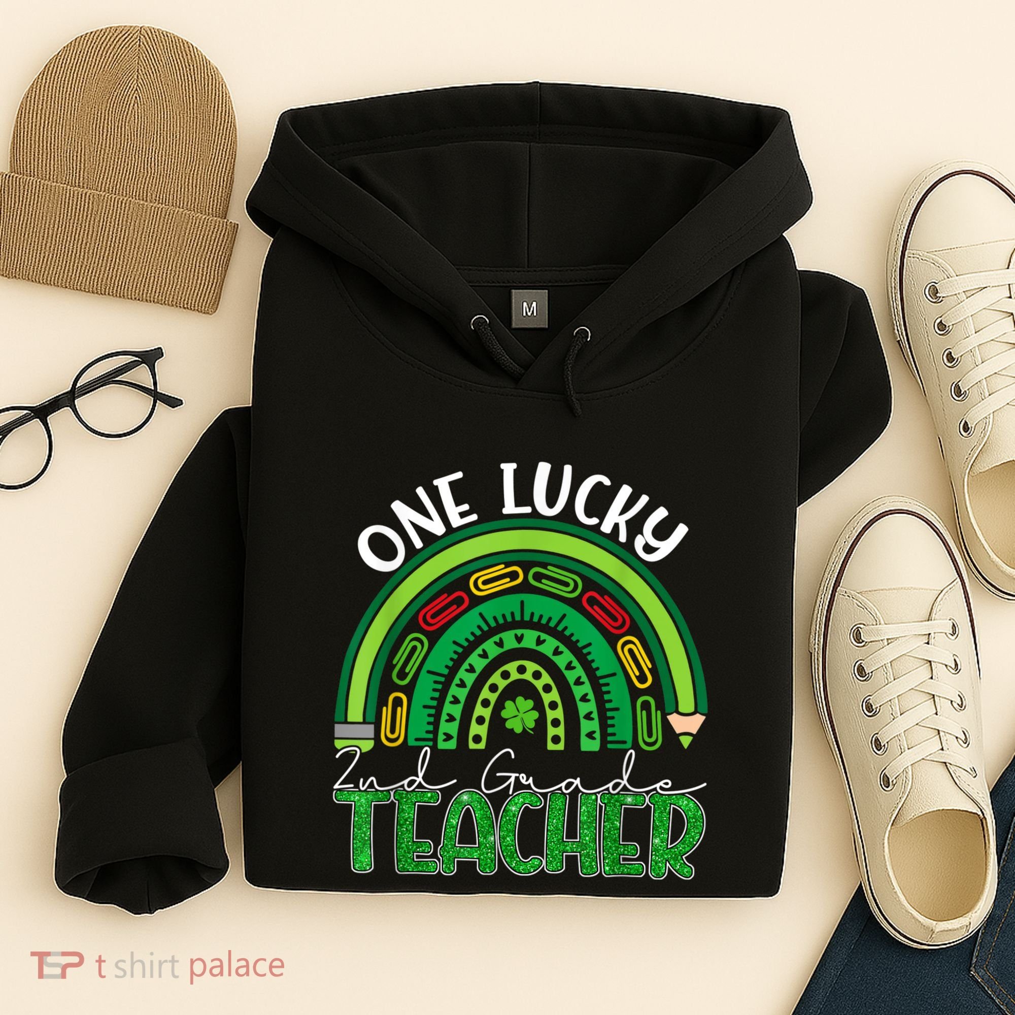 One Lucky 2nd Grade Teacher St Patricks Day Teacher Rainbow Hoodie