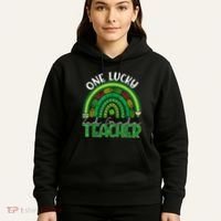 One Lucky 2nd Grade Teacher St Patricks Day Teacher Rainbow Hoodie thumb 5