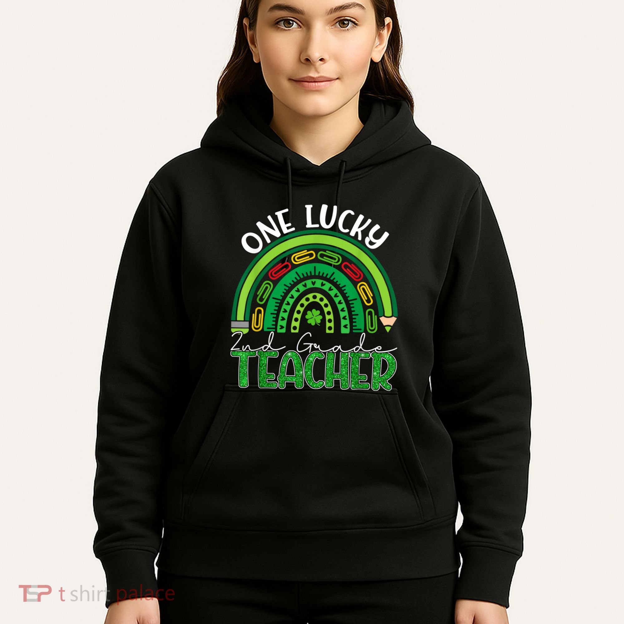 One Lucky 2nd Grade Teacher St Patricks Day Teacher Rainbow Hoodie