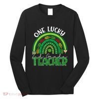 One Lucky 2nd Grade Teacher St Patricks Day Teacher Rainbow Long Sleeve Shirt thumb 0