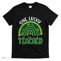 One Lucky 2nd Grade Teacher St Patricks Day Teacher Rainbow T-Shirt thumb 0