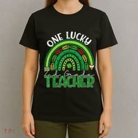 One Lucky 2nd Grade Teacher St Patricks Day Teacher Rainbow T-Shirt thumb 4
