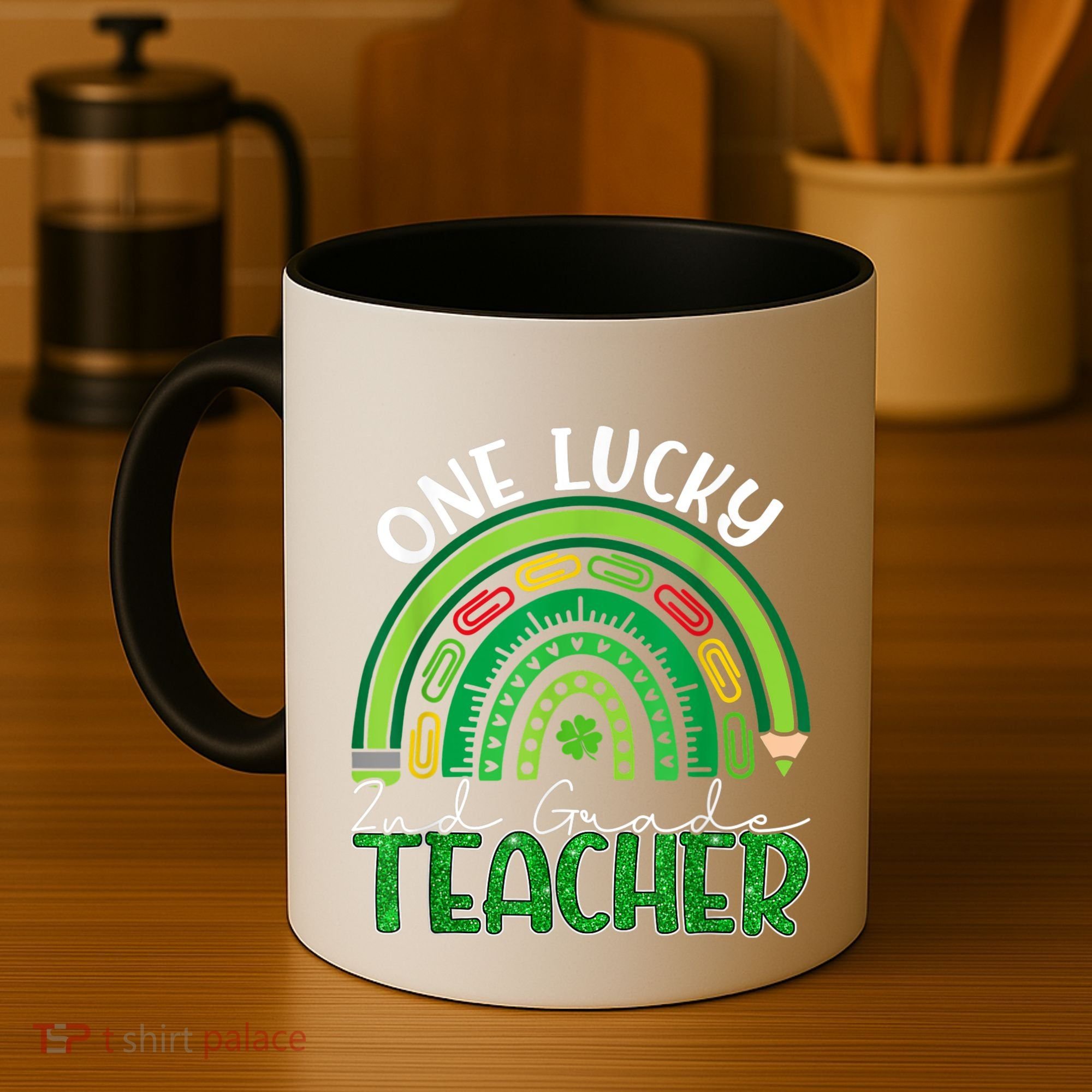 One Lucky 2nd Grade Teacher St Patricks Day Teacher Rainbow Coffee Mug