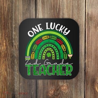 One Lucky 2nd Grade Teacher St Patricks Day Teacher Rainbow Coaster