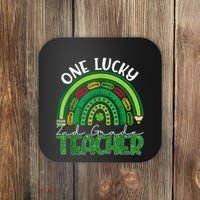 One Lucky 2nd Grade Teacher St Patricks Day Teacher Rainbow Coaster thumb 0