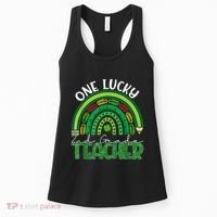 One Lucky 2nd Grade Teacher St Patricks Day Teacher Rainbow Women's Tank Top thumb 0
