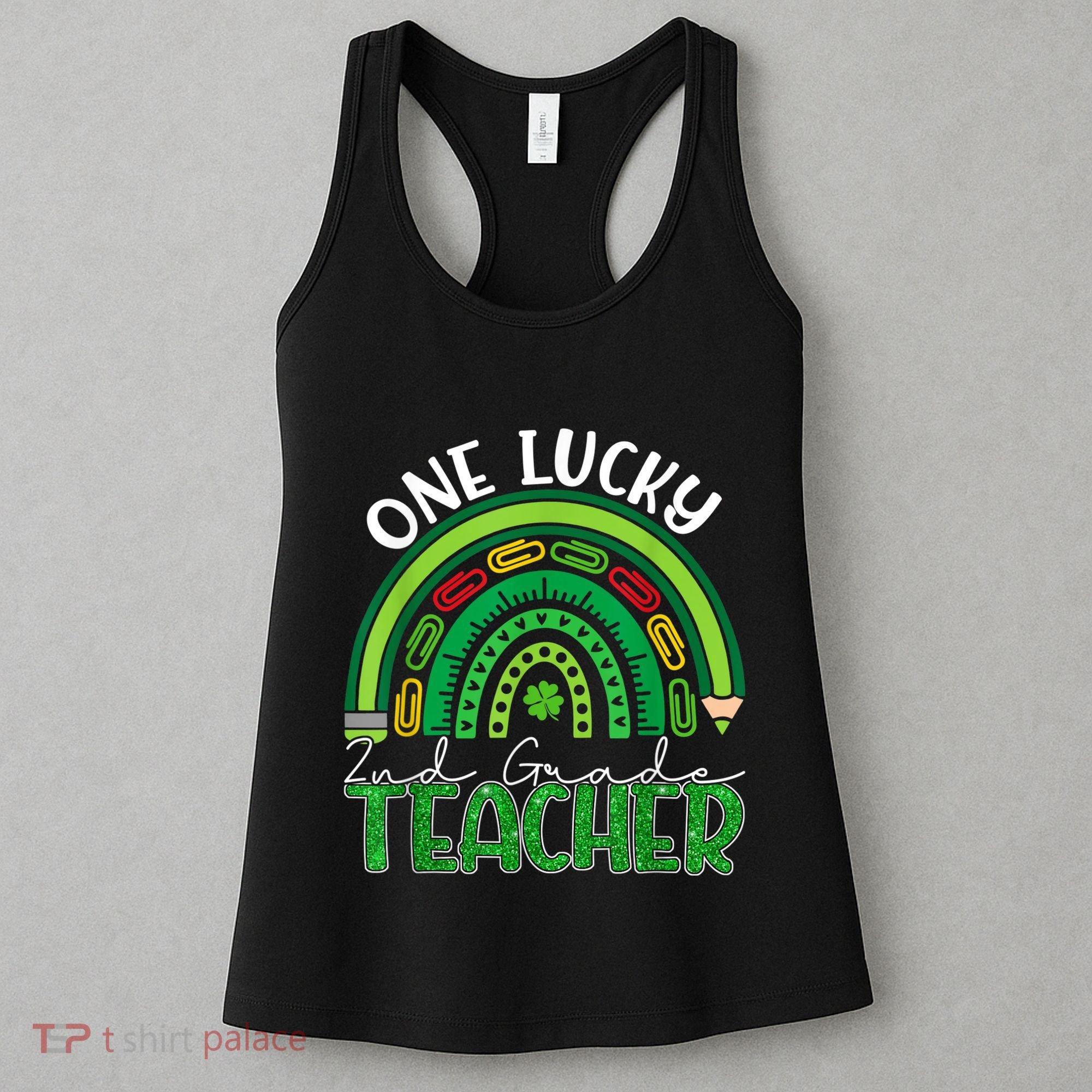 One Lucky 2nd Grade Teacher St Patricks Day Teacher Rainbow Women's Tank Top