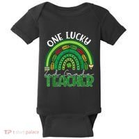 One Lucky 2nd Grade Teacher St Patricks Day Teacher Rainbow Baby Bodysuit thumb 0