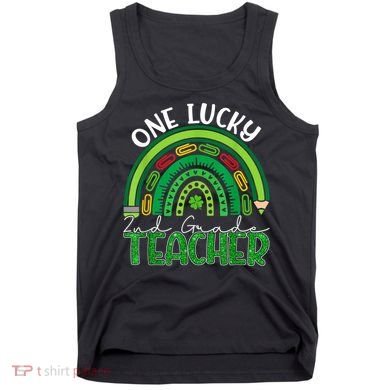 One Lucky 2nd Grade Teacher St Patricks Day Teacher Rainbow Tank Top