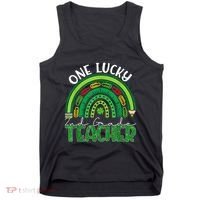 One Lucky 2nd Grade Teacher St Patricks Day Teacher Rainbow Tank Top thumb 0