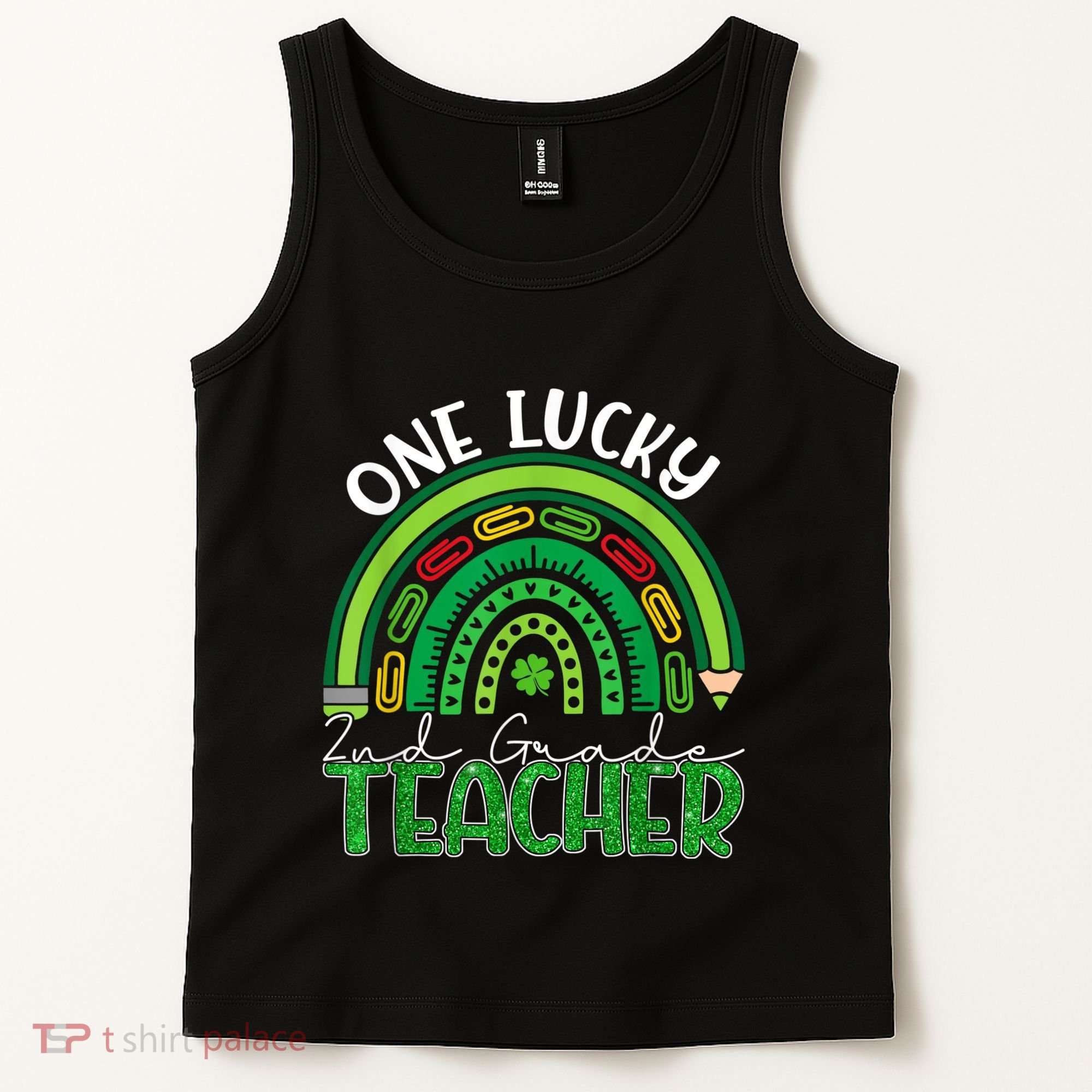 One Lucky 2nd Grade Teacher St Patricks Day Teacher Rainbow Tank Top
