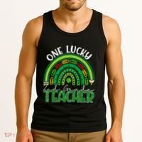 One Lucky 2nd Grade Teacher St Patricks Day Teacher Rainbow Tank Top thumb 3