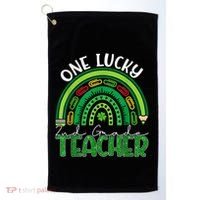 One Lucky 2nd Grade Teacher St Patricks Day Teacher Rainbow Golf Towel thumb 0