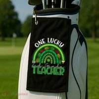 One Lucky 2nd Grade Teacher St Patricks Day Teacher Rainbow Golf Towel thumb 2