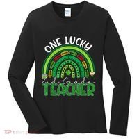 One Lucky 2nd Grade Teacher St Patricks Day Teacher Rainbow Women's Long Sleeve Shirt thumb 0