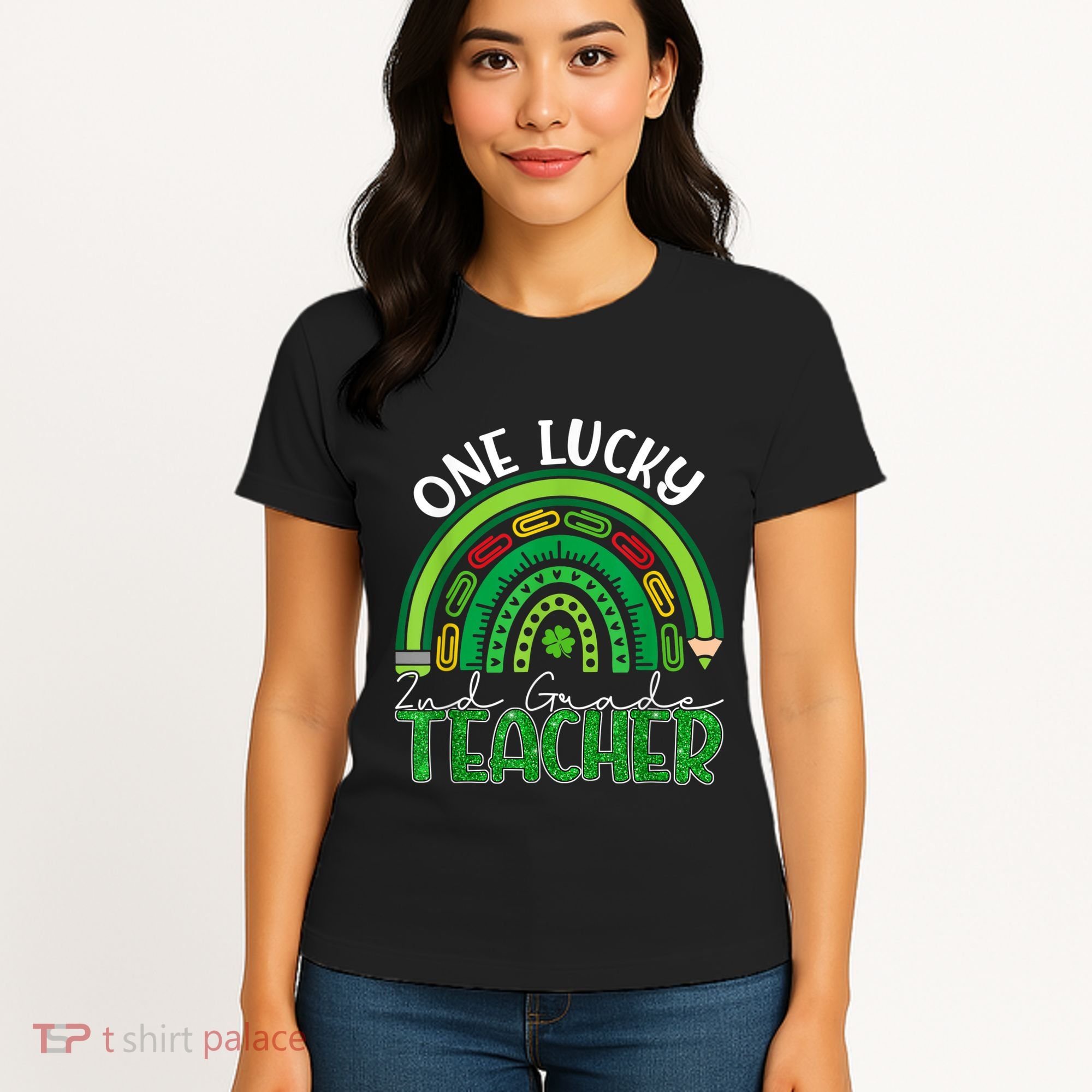 One Lucky 2nd Grade Teacher St Patricks Day Teacher Rainbow Women's T-Shirt