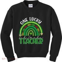 One Lucky 2nd Grade Teacher St Patricks Day Teacher Rainbow Kids Sweatshirt thumb 0
