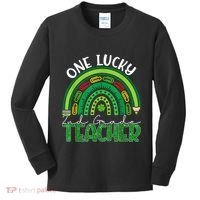 One Lucky 2nd Grade Teacher St Patricks Day Teacher Rainbow Kids Long Sleeve Shirt thumb 0
