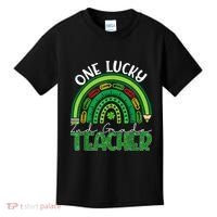 One Lucky 2nd Grade Teacher St Patricks Day Teacher Rainbow Kids T-Shirt thumb 0
