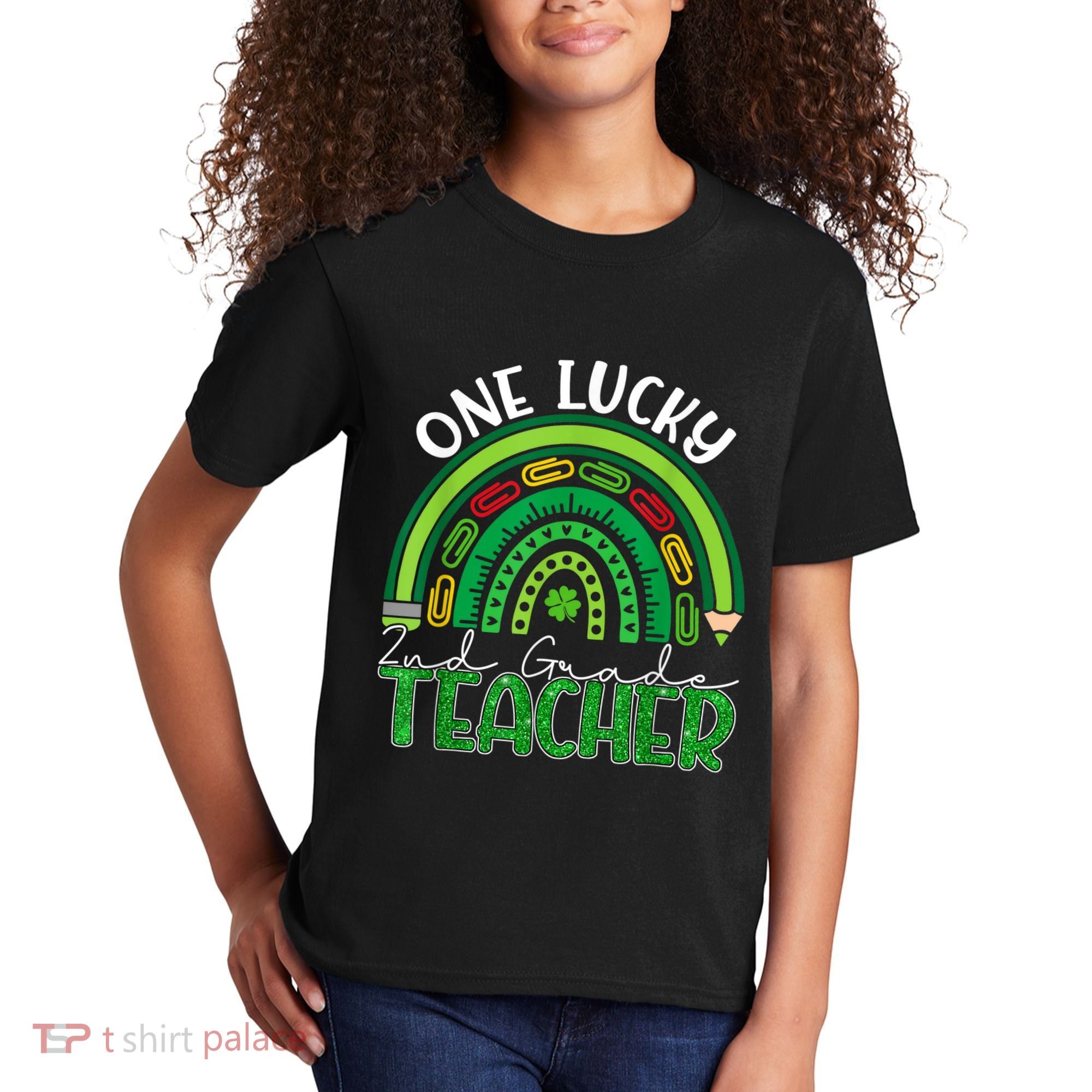One Lucky 2nd Grade Teacher St Patricks Day Teacher Rainbow Kids T-Shirt