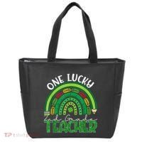 One Lucky 2nd Grade Teacher St Patricks Day Teacher Rainbow Tote Bag thumb 0