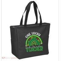 One Lucky 2nd Grade Teacher St Patricks Day Teacher Rainbow Tote Bag thumb 2