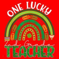 One Lucky 2nd Grade Teacher St Patricks Day Teacher Rainbow Santa Hat thumb 1