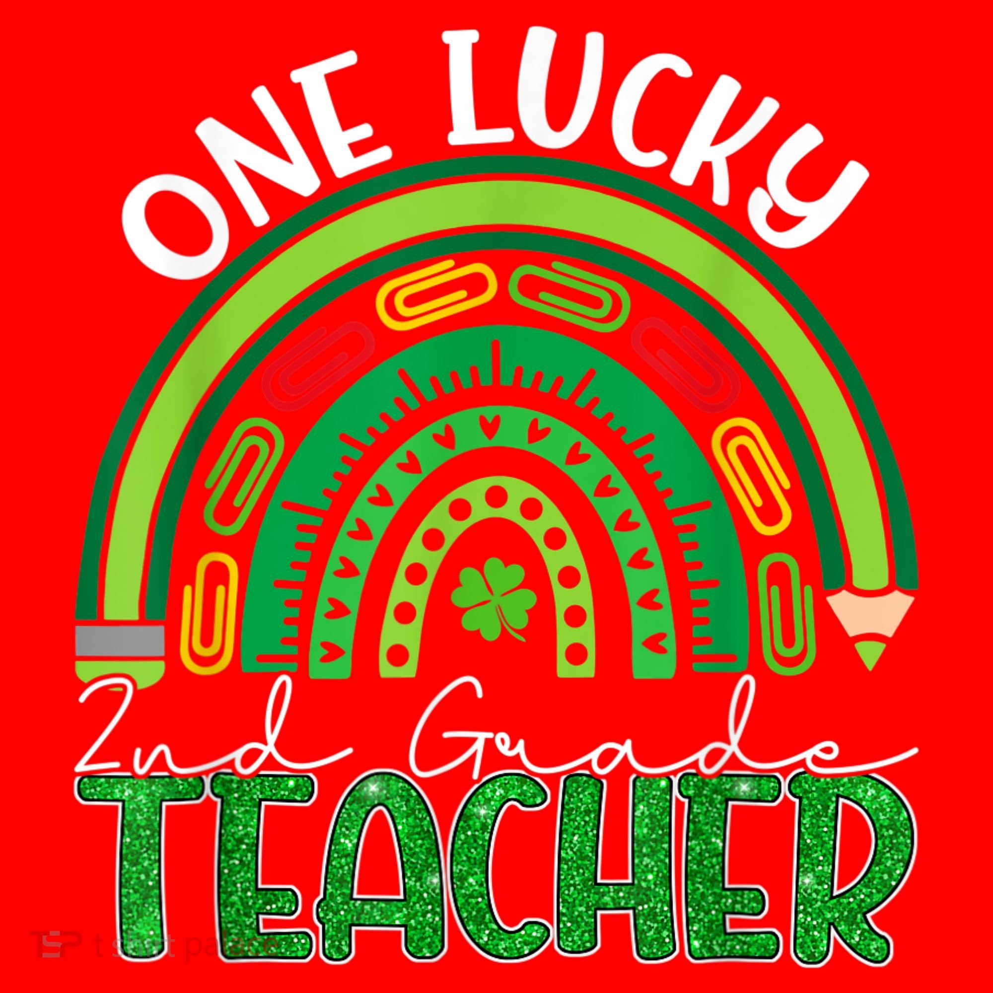 One Lucky 2nd Grade Teacher St Patricks Day Teacher Rainbow Santa Hat