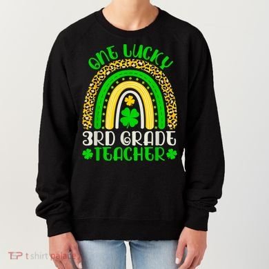 One Lucky 3rd Grade Teacher Leopard Rainbow St. Patricks Women's Sweatshirt