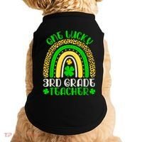 One Lucky 3rd Grade Teacher Leopard Rainbow St. Patricks Doggie Tank thumb 0